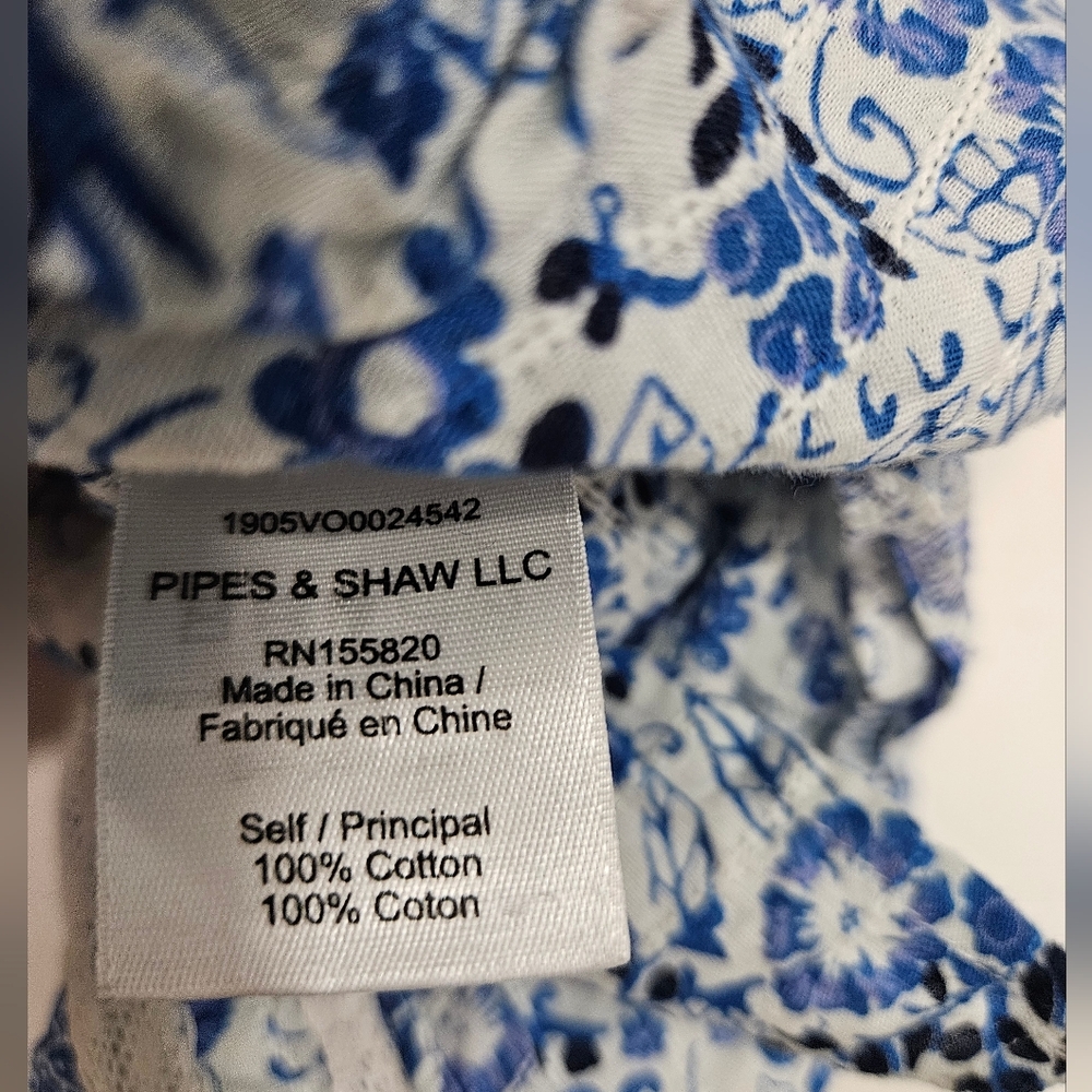 Veronica Beard Sol Top Blue White Floral Ruffle Short Sleeve Blouse - Picture 4 of 6